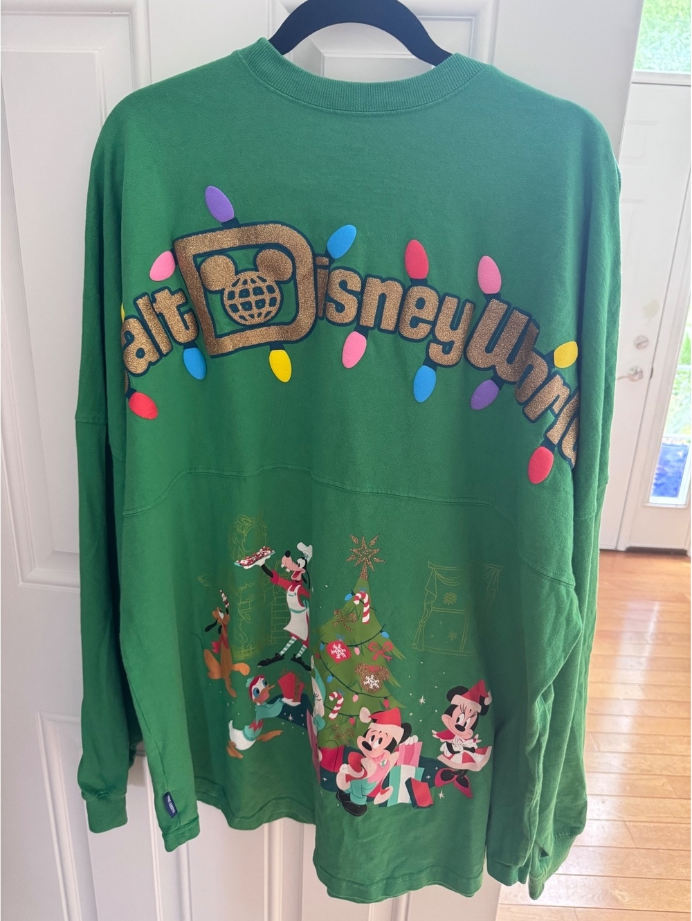 Disney Parks Christmas Spirit Jersey Walt Disney World Holiday Green XXL EUC